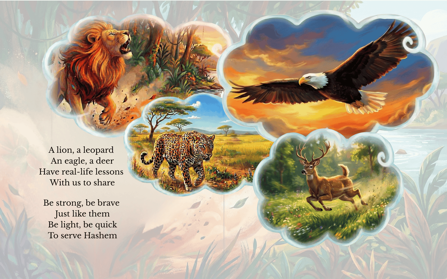 A Lion A Leopard An Eagle A Deer and Moish!